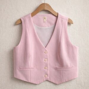 AUTRES FILLES Pink Tailored Vest Button Front Sleeveless Top XL